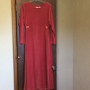 L.L. Bean red velour maxi dress